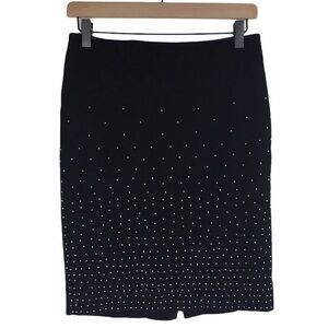 WHITE HOUSE BLACK MARKET Skirt Pencil Studs Ponte Minimalist Metallic Size 0